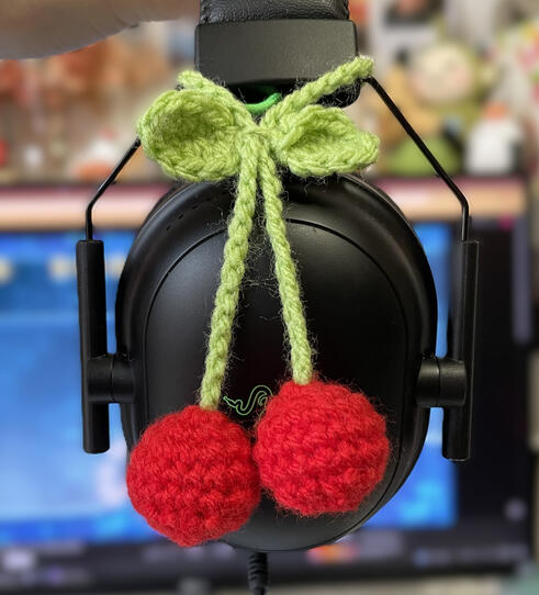 Cherry Charm on Headphones